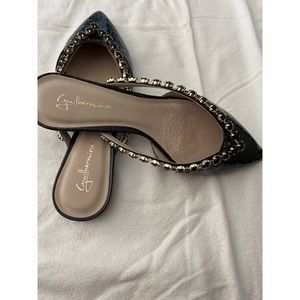 ANTHROPOLOGIE Guilhermina Embellished Black Slides Sz 8